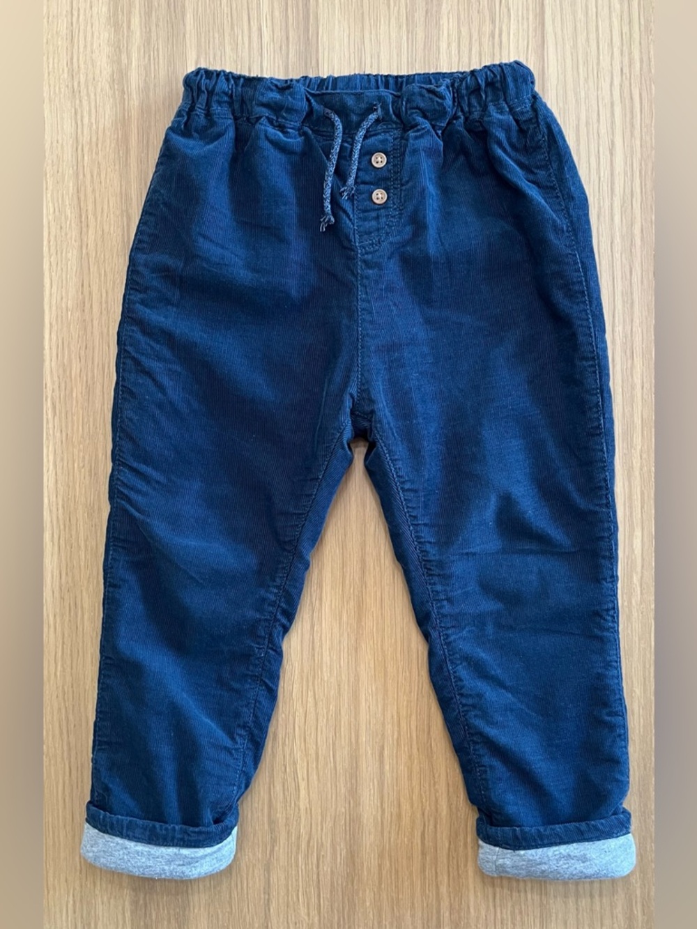 H&M kid’s, Fully lined 100% cotton corduroy pants, blue, size 3/4